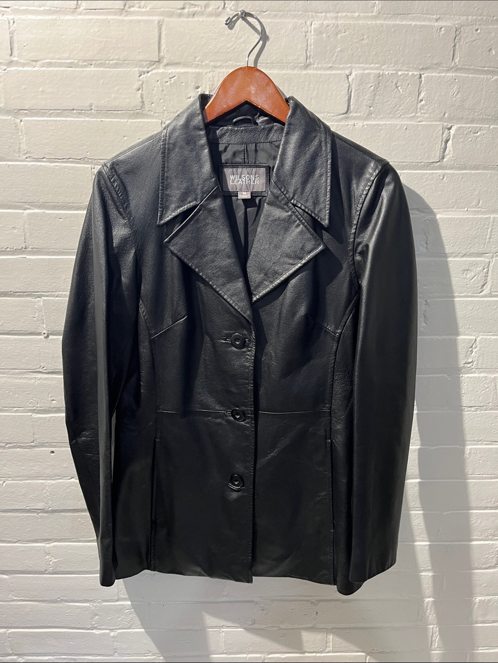 Wilsons Leather Black Button-Front Leather Jacket